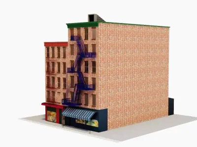 Chicago Brick Building Low-poly 3D model