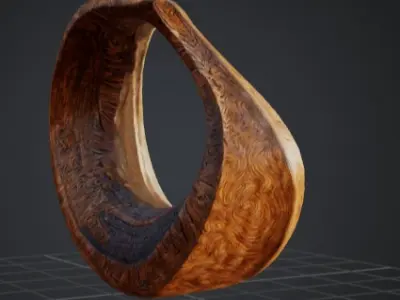 abstract shape carved out of wood 3D model