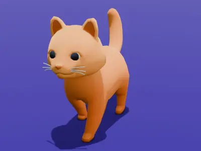 Cartoon Cat Animated Rigged 3D Model Low-poly 3D model
