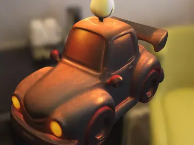 Cartoon Sports Car with Candle Low-poly 3D model