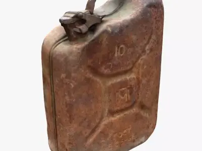 Old Green Rusty Gasoline Canister Low-poly 3D model