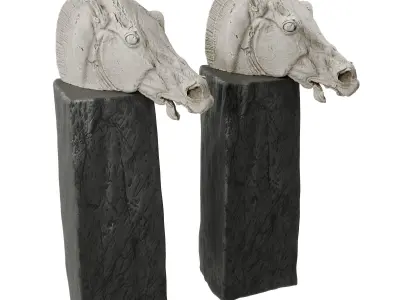 Horse head sculpture pedestal 3D model