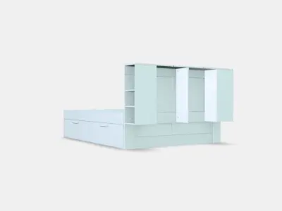 BRIMNES Bed frame w storage and headboard 8 Low-poly 3D model