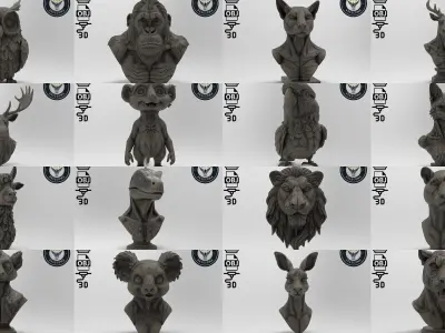 Animal 3D Printing Mega Pack - 92 Different Animal Stl Obj 3D Model Collection