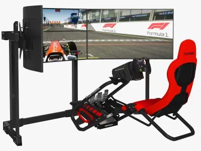 Playseat Trophy Red - Sim Racing Seat with 3 Monitors 3D model