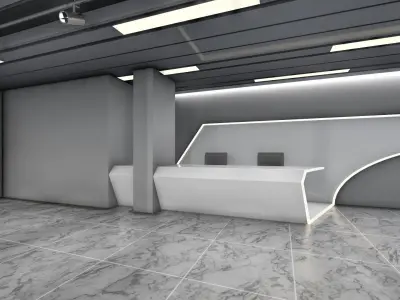 shopfront entrance to apartment building Low-poly 3D model