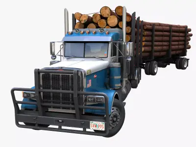 Peterbilt 379 logger truck Low-poly 3D model