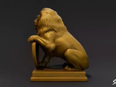 Lion Statue V6 Low-poly 3D model