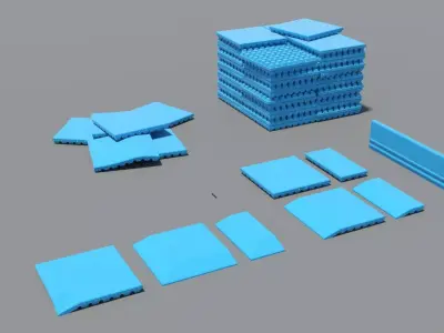 Rubber fall protection mat for playgrounds Low-poly 3D model