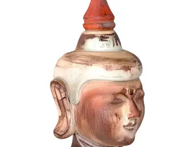 Antique Wooden Buddha Head 3D model