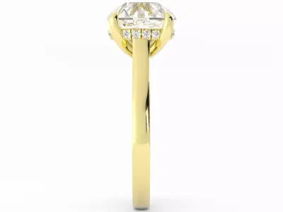 Chunky Band Round Diamond Solitaire With Hidden Halo 3DM 3D print model