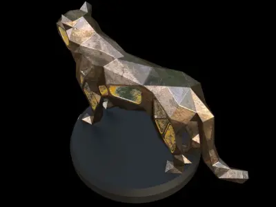 Steampunk Tiger Low-poly 3D model