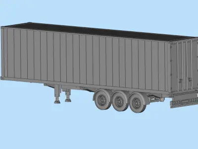 Container Trailer scale Semi trailer frame shipping container 3D print model