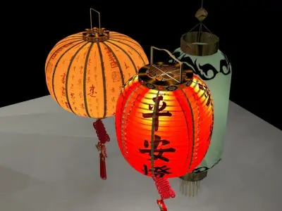 Chinese red lantern 3D model 73