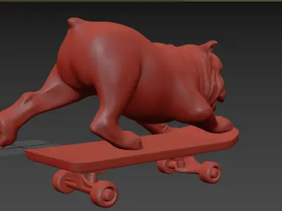 Skating dog printable 3D print model