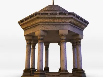 Gazebo stone with columns 3D model