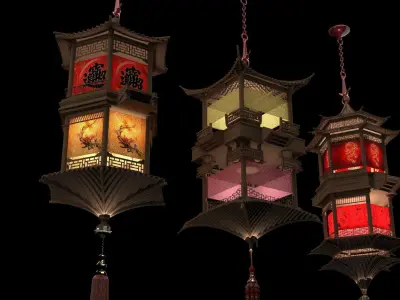 Chinese palace lantern 3D model 37