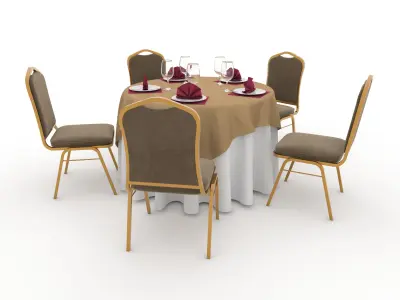 Banquet Table and Chair 04 3D model