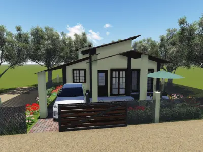1 BHK house with car 3D model