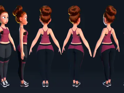 cartoon sport girl 3D model