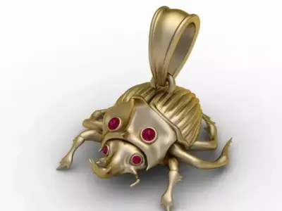 Golden Beetle Gemstone Pendant  3D Printable Model 3D print model