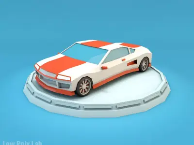 Cartoon Sport Car Low-poly 3D model
