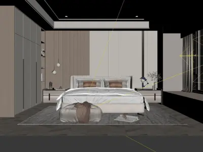 Cozy Bedroom Interior Scene 3D model purchase