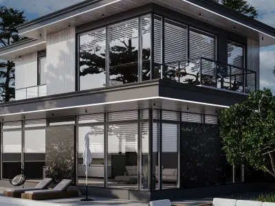 dark villa design  3D model