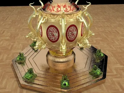 Chinese gold bronze burner   3D model