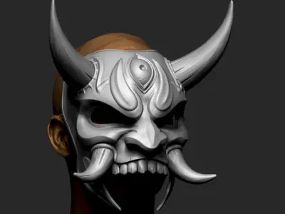 Japanese Hannya Oni Mask Samurai Mask Demon Onimusha Mask 3D print model