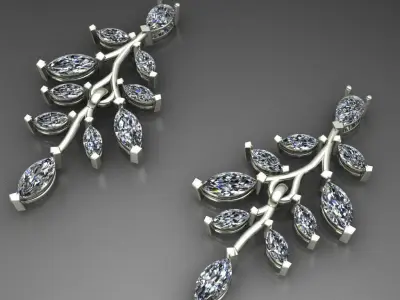 Stud Hoop Earrings vines 3D print model