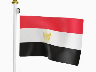 Flag of the Egypt Low-poly 3D model