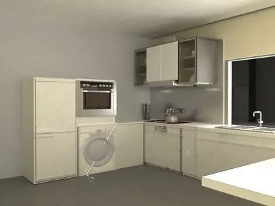 cuisine kitchen cabinet with two shelves Free low-poly 3D model