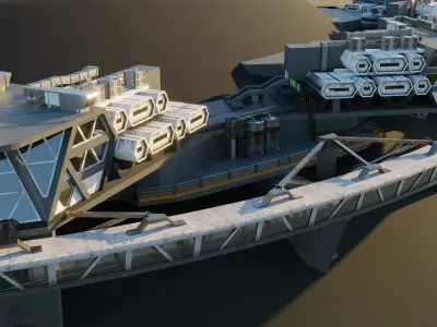 Labolatory on volcano Low-poly 3D model