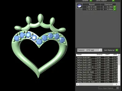 light weight yellow gold  diamond pendent -DOC-P8215 3D print model