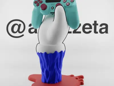 Kaws BFF Hand Controller Stand Play Station and Xbox Textured Low-poly 3D model