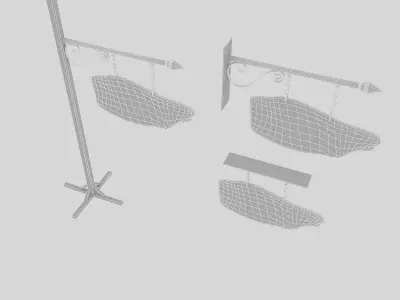 old wooden vine sign 02 Low-poly 3D model