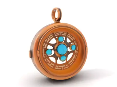 Antique Turquoise Pendant model pack Low-poly 3D model