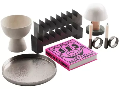 052 Living decor set PINK AND PILLAR 00 3D model