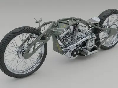 Custom Motorbike Low-poly 3D model