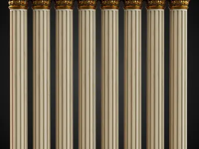 Rustic Colomn with golden details 3D model