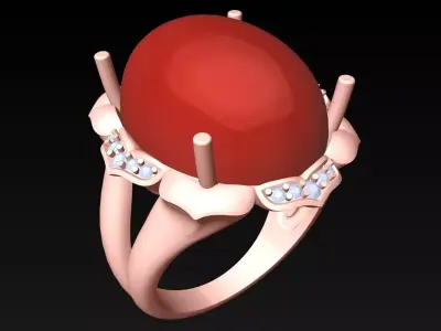 Oval Stone Ring - GN255 3D print model