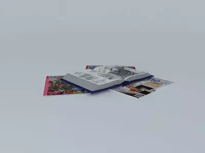 Magazines stack of books on table Free 3D model