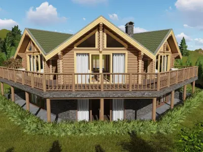 3D model of a wooden house 3D model purchase