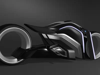 TESLATRON futuristic motorcycle design Low-poly 3D model