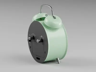 Retro alarm clock Green Low-poly 3D model