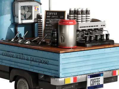 Foodtruck Coffee Blue set 4 3D model