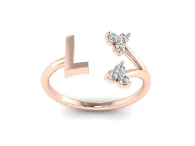 Jewelry Alphabet Ring L with Diamonds  3D print model