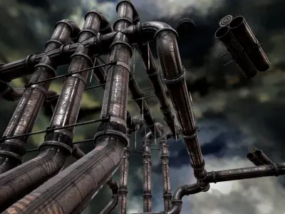 modular Pipeline - sci fi architecture  Low-poly 3D model