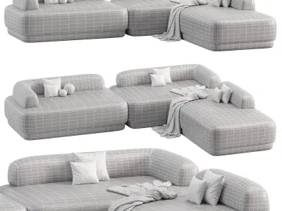 bumper sectional sofa Low-poly 3D model